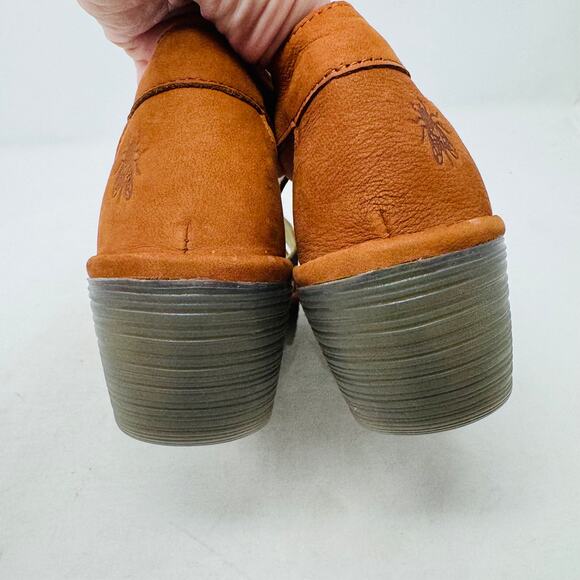 Fly London Yent365Fly Metallic Leather Wedge Sandals Size 40 Boho Comfort Artsy - Picture 7 of 13